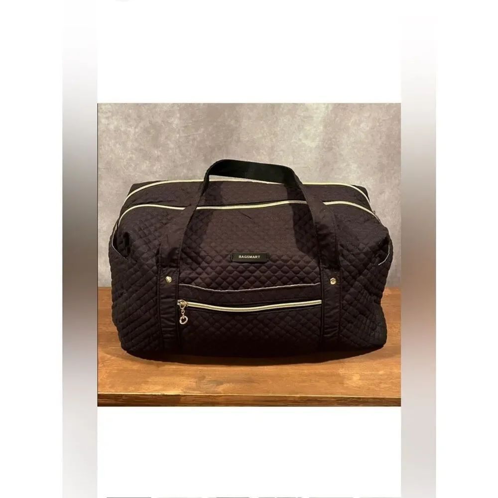 Bagsmart Quilted Black Travel Duffel Bag